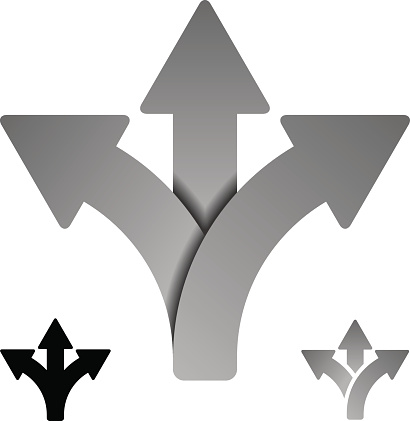 three way direction arrow symbol vector
