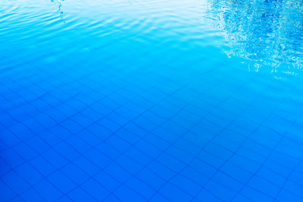 Blue outdoor poolside water surface as abstract background for summer holiday vacation themes