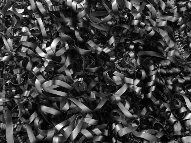 background of many grey metal chips culrs in the workshop