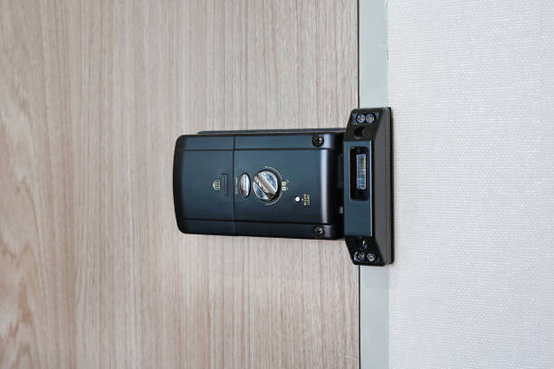 istock Back side of an electronic door lock room. 689551800