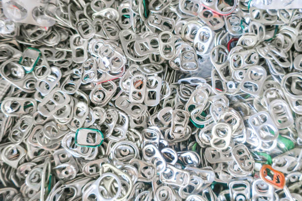 Pull rings pile on top view stock photo