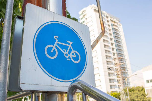 istock Bike sign on street image 689554192