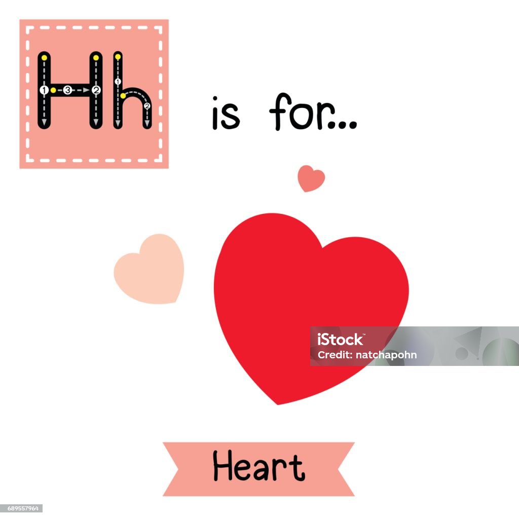 Letter H Tracing Heart Stock Illustration - Download Image Now ...