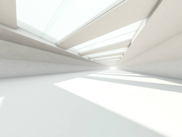 abstrakte moderne architektur hintergrund, leeren weißen freifläche interieur. 3d-rendering - moderne architektur stock-grafiken, -clipart, -cartoons und -symbole