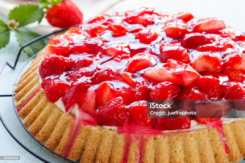 Strawberry cake freshly baked strawberry cake Biology Stock Photo