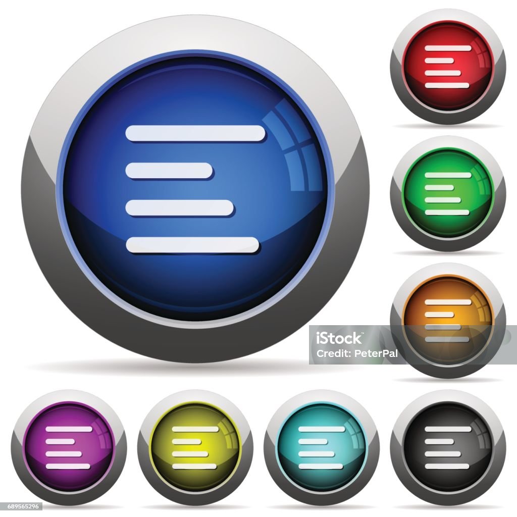 Text Align Left Round Glossy Buttons Stock Illustration - Download ...