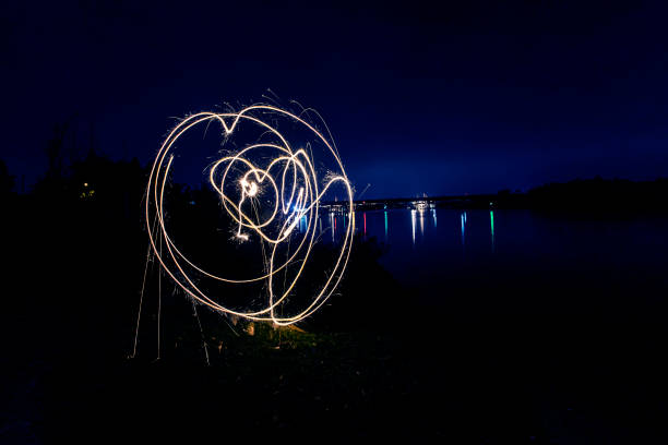 istock Circle to draw in the fireworks of light 689572776