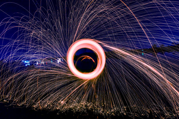 istock Circle to draw in the fireworks of light 689575222