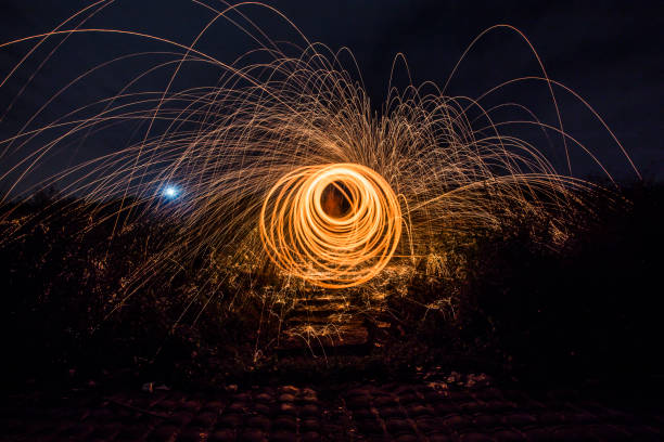 istock Circle to draw in the fireworks of light 689576592