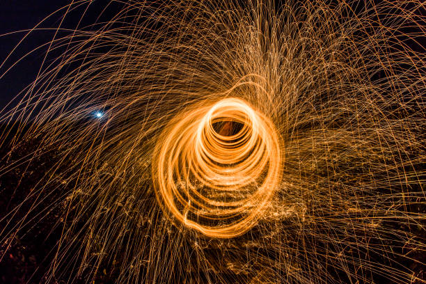 istock Circle to draw in the fireworks of light 689576700