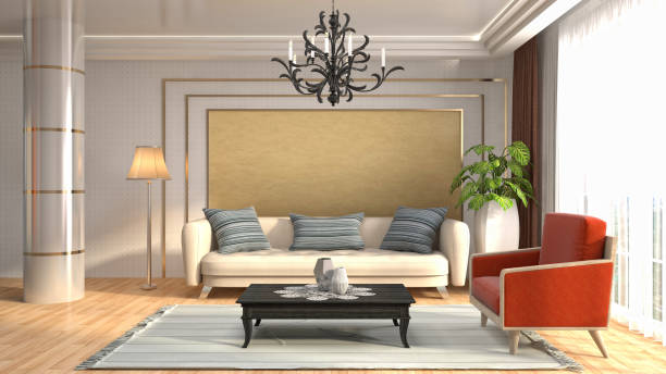 istock Interior living room. 3d illustration 689585972