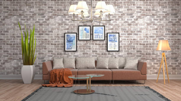 istock Interior living room. 3d illustration 689586010