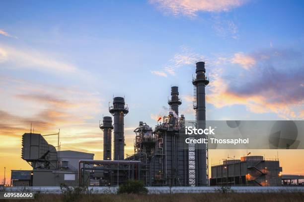 Gas Turbine Electrical Power Plant With Twilight Stock Photo - Download Image Now - Coal, Organization, Biofuel