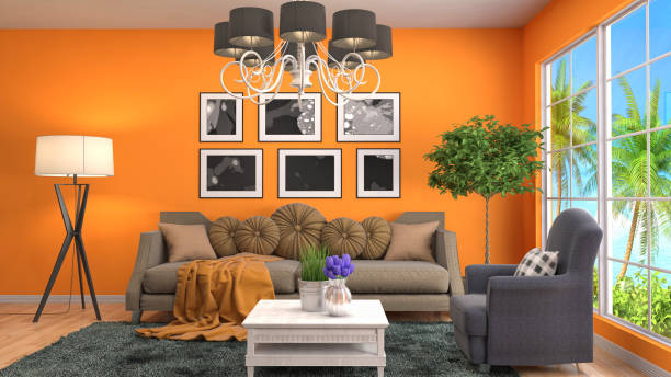 istock Interior living room. 3d illustration 689586066