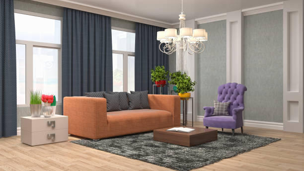 istock Interior living room. 3d illustration 689586102