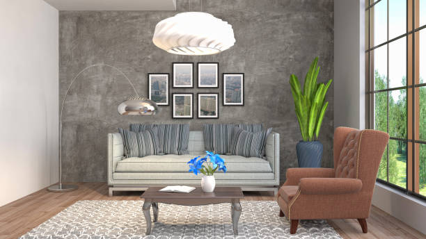 istock Interior living room. 3d illustration 689586118