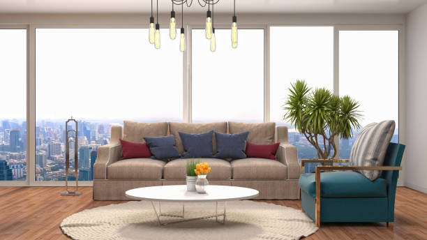 istock Interior living room. 3d illustration 689586150