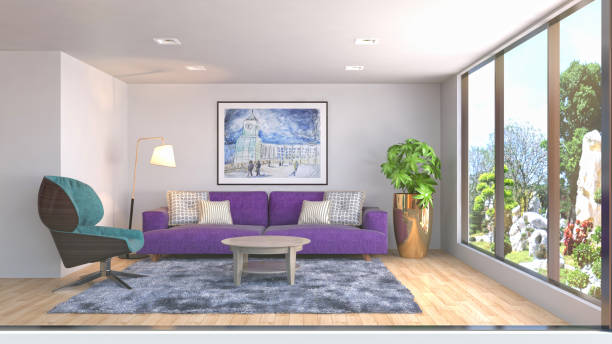 istock Interior living room. 3d illustration 689586178