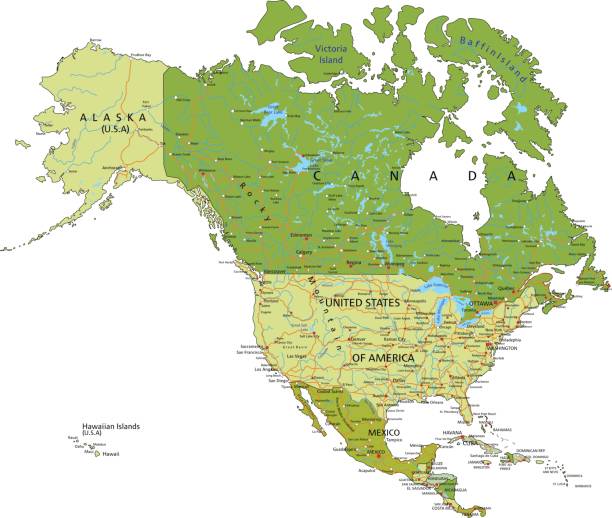 istock Highly detailed editable political map with separated layers. North and Central America. 689586230