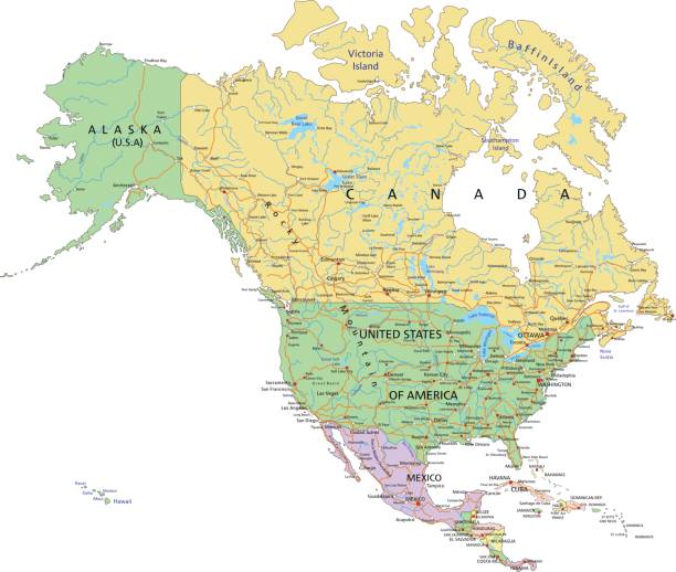istock North America - Highly detailed editable political map with separated layers. 689586260