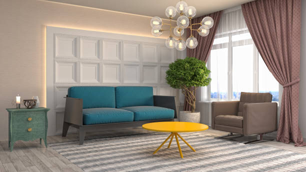 istock Interior living room. 3d illustration 689586352
