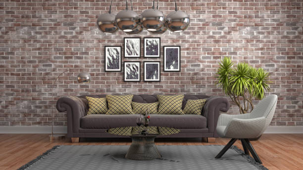 istock Interior living room. 3d illustration 689586368