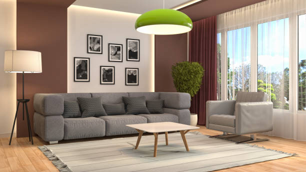 istock Interior living room. 3d illustration 689586382