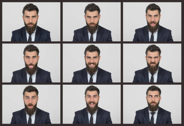 istock Businessman making different facial expressions 689592386