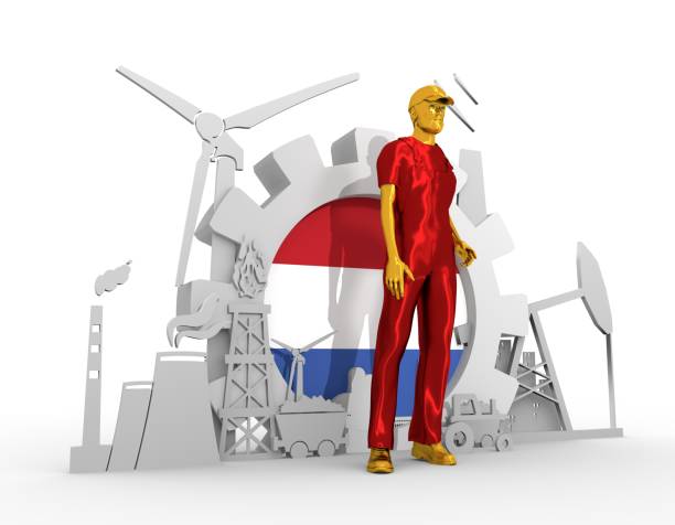 istock Young man and industrial isometric icons set 689595922