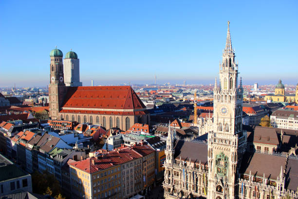 Munich Frauenkirche and New Town Hall Munich, Bavaria, Germany stock photo