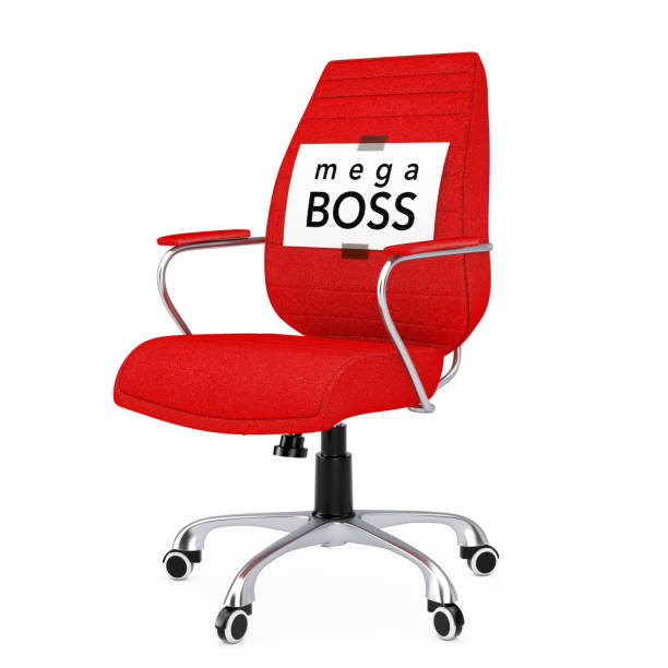 istock Paper Sheet with Mega Boss Message over Black Leather Boss Office Chair. 3d Rendering 689600010