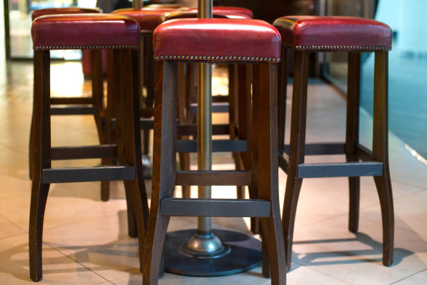 istock Restaurant - Wooden table and chairs, bar stools 689604052