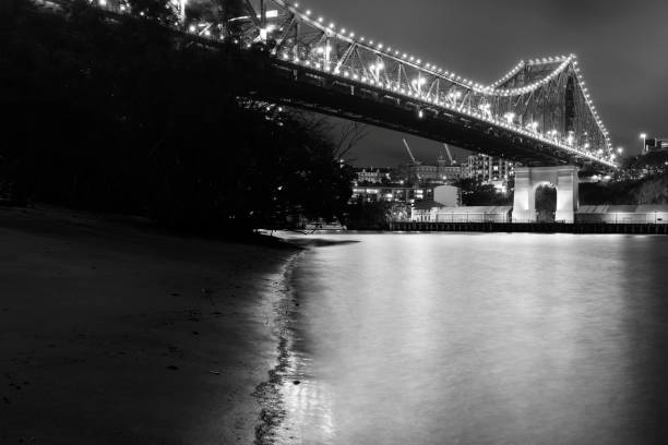 istock Story Bridge in Brisbane. Black and White 689610114