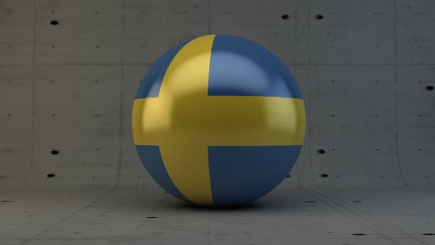 istock sweden flag sphere icon isolated in concrete room 3d render 689612654