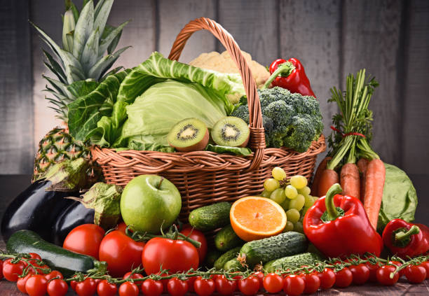 istock Assorted raw organic vegetables and fruits 689612956