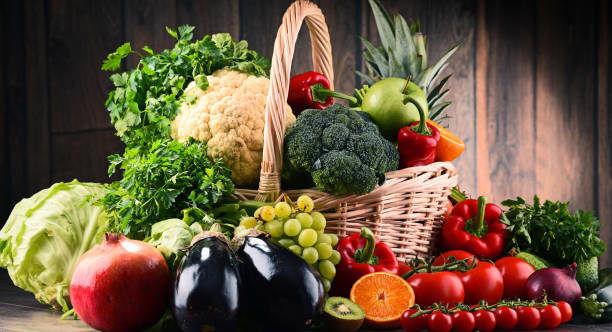 istock Assorted raw organic vegetables and fruits 689615534