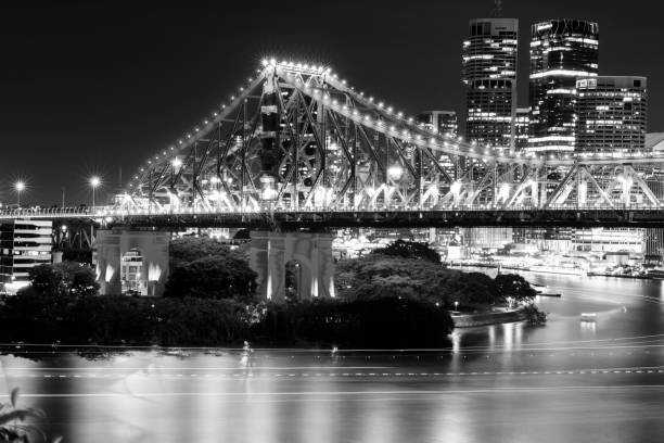 istock Story Bridge in Brisbane. Black and White 689616420