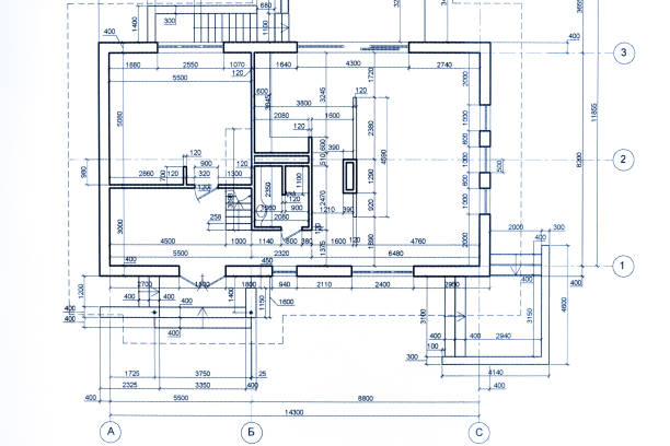 家の計画の青写真。建築プロジェクトの一部です。技術的な図面。 - house diagram ストックフォトと画像