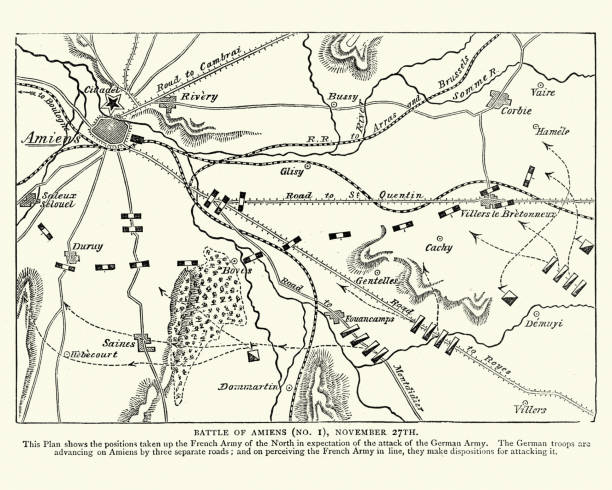 istock Franco Prussian War plan of the Battle of Amiens 689622944