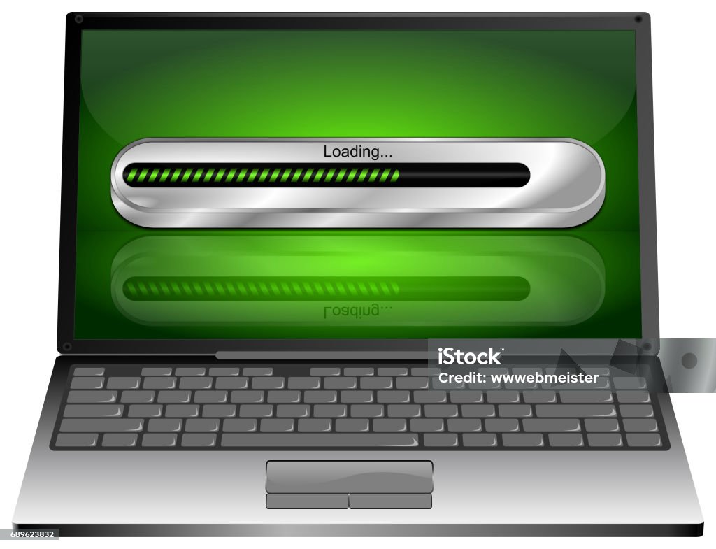 Laptop Computer With Loading Bar 3d Illustration Stock Illustration ...