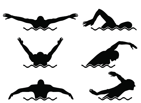 Vector illustration of a six swimmers set