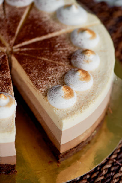 istock four layer cake with shades of brown.Here cream to chocolate 689630008