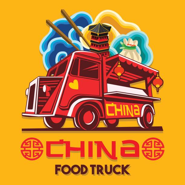 食品卡車中國中國快速交貨服務向量圖示 - van vleuten 幅插畫檔、美工圖案、卡通及圖標