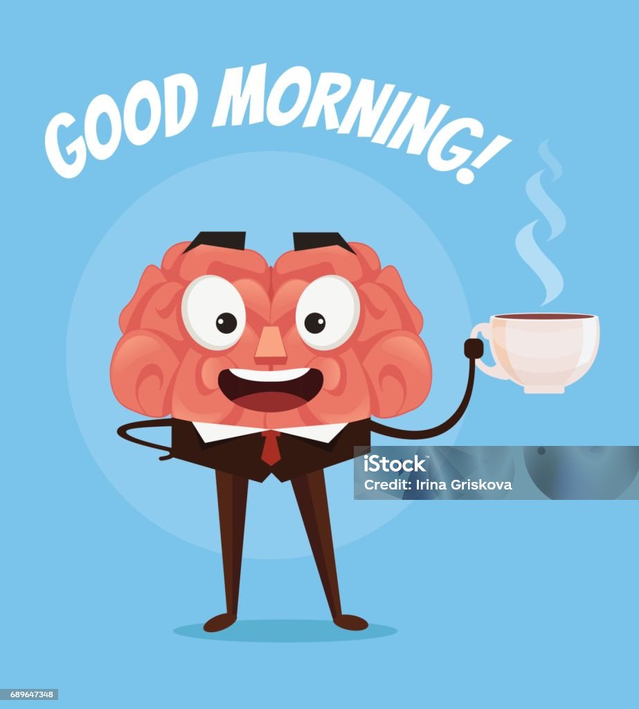 Happy Smiling Businessman Office Worker Brain Character Dink Fresh ...