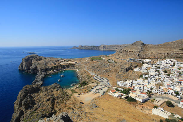 istock Seacoast in Lindos, Greece 689647520