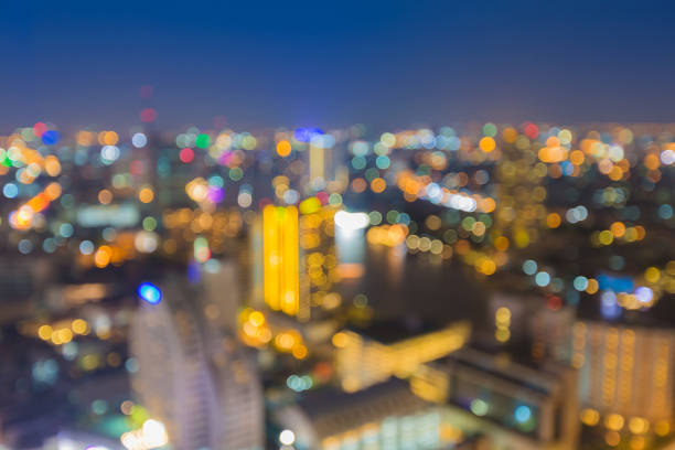istock Night blurred bokeh city downtown blue twilight sky 689651132