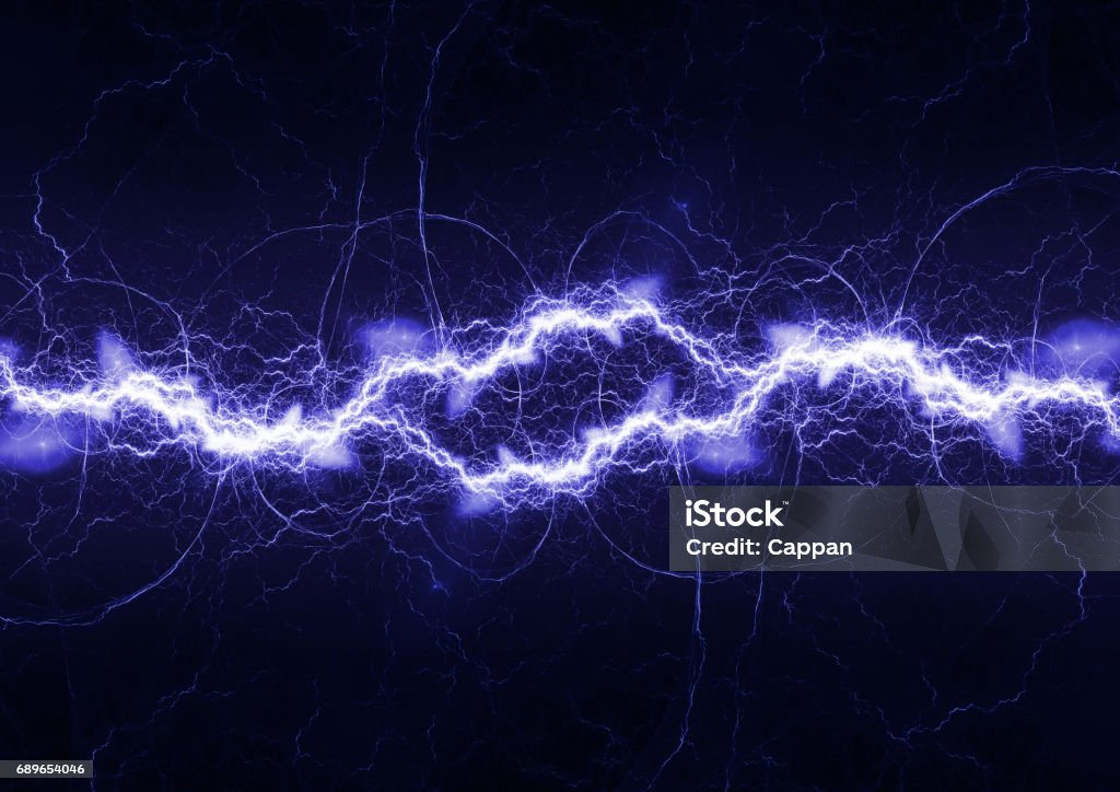 Azul relámpago, abstracto fondo eléctrico - Ilustración de stock de Perno libre de derechos