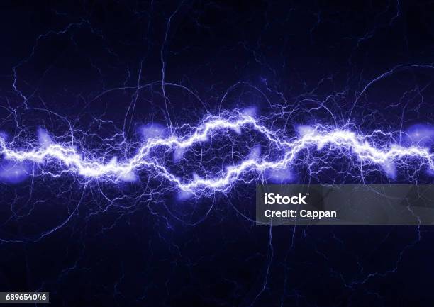 Blue Lightning Abstrait Électrique Vecteurs libres de droits et plus d'images vectorielles de Boulon - Boulon, Plasma sanguin, Éclair