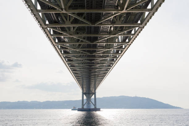 istock Akashi Kaikyo suspension bridge architecture bottom view 689654550