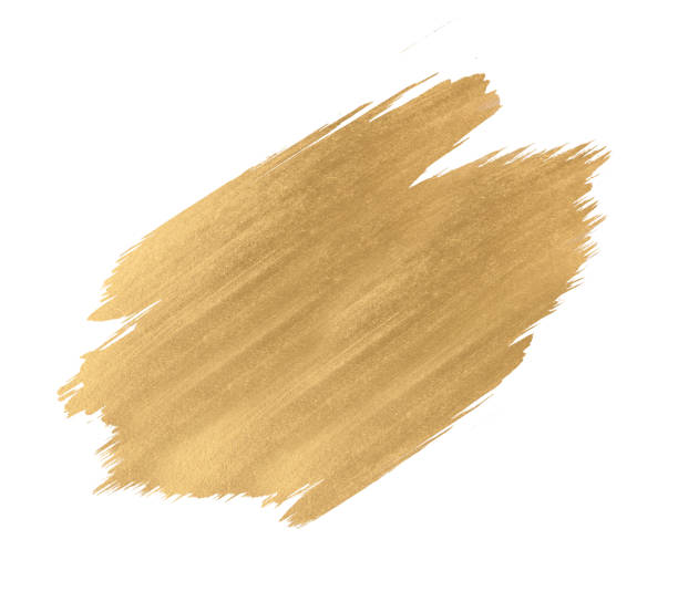 istock Gold watercolor texture paint stain shining brush stroke 689662908